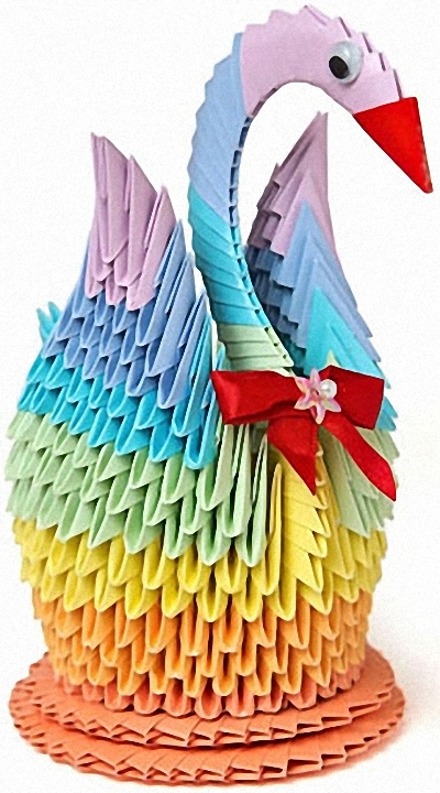 Лебедь из модулей оригами